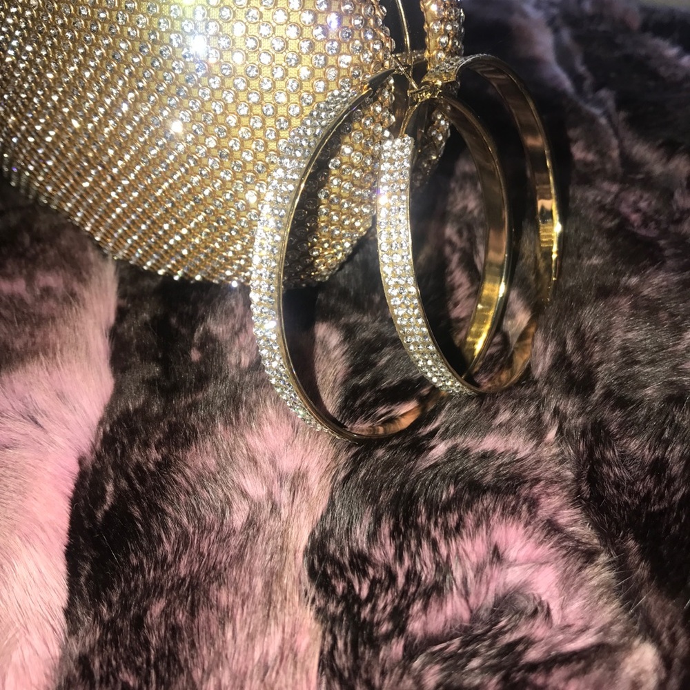 💎💎💎Large Gold Rhinestone Earrings